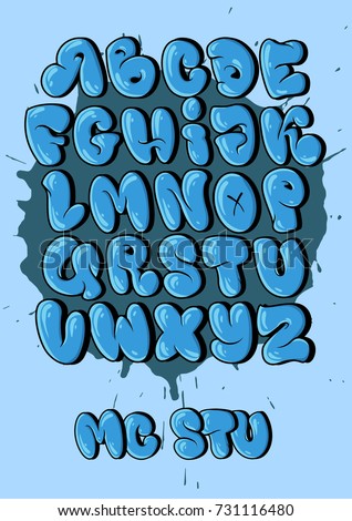 Graffiti Alphabet Bubble Style Stock Vector 731116480 - Shutterstock