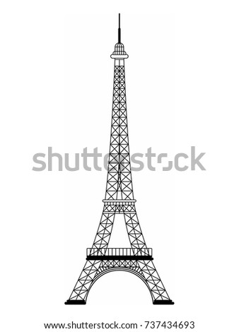 eiffel tower black and white drawing vector illustration