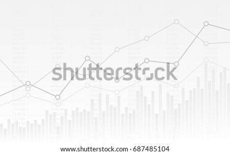 abstract financial chart with uptrend line graph and numbers in stock market on gradient white color background