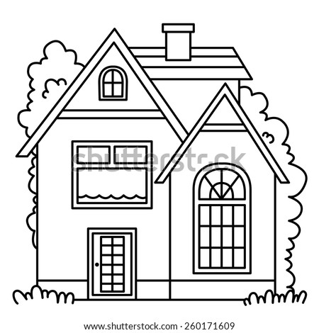 Black White Illustration House Vector Stock Vector 260171609 - Shutterstock