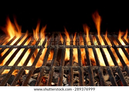 Closeup BBQ Grill Flaming Charcoal Isolated Stock Photo (Royalty Free ...