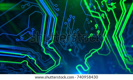 Blue Green Neon Background Digital Integrated Stock Illustration ...