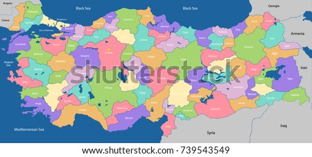 Large Colorful Detailed Map Turkey All Stock Vector ...