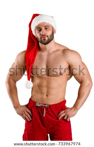 Very Muscular Bronzed Handsome Sexy Santa Stock Photo 112249385 ...