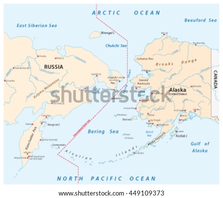 Vector Map Bering Strait Between Russia 스톡 벡터 449109373 - Shutterstock