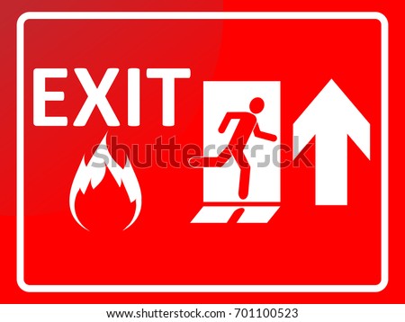 Emergency Fire Exit Door Sign Fire Stock Vector 701100523 - Shutterstock