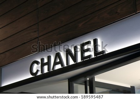 MELBOURNE AUSTRALIA - APRIL 26, 2014:Chanel store. Chanel is a French privately held company that specializes in ready-to-wear clothes, luxury goods and fashion accessories
