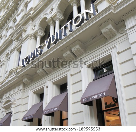 MELBOURNE AUSTRALIA - APRIL 26, 2014: Louis Vutton shop on Collins Street - Louis Vutton is a French fashion house founded in 1854 by Louis Vuitton