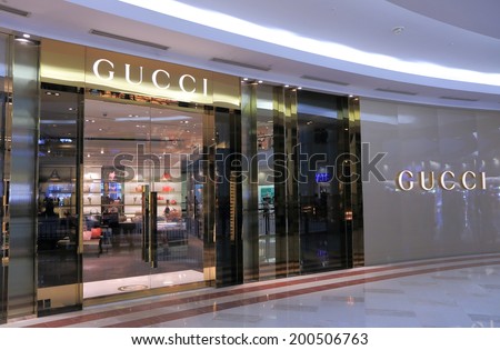 KUALA LUMPUR MALAYSIA - 25 May, 2014:GUCCI shop at SURIA KLCC.GUCCI is an Italian fashion and leather goods brand founded by Guccio Gucci in 1921.
