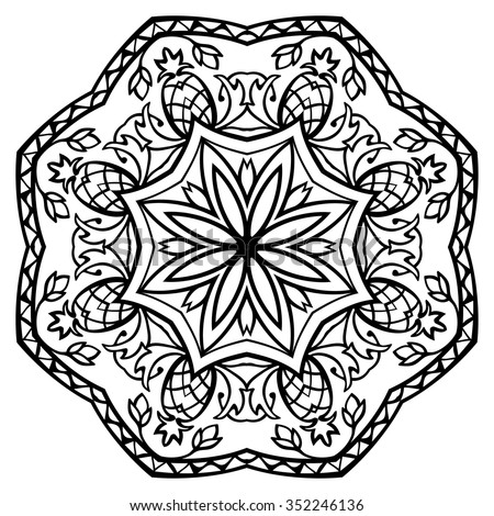 Download Handdrawn Mandala Pineapple On White Background Stock ...