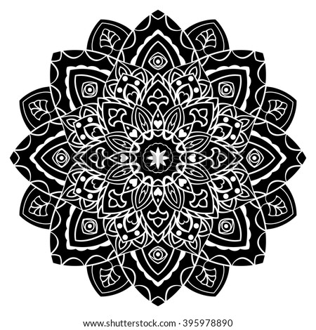 Vector Black White Mandala Doodle Sketch Stock Vector 395978890 ...