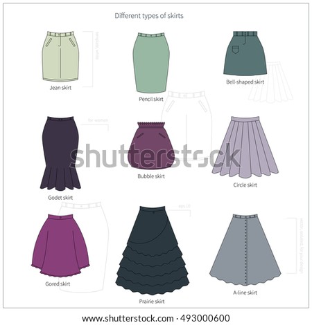 Set Different Types Skirts Thin Line Stock Vector 593740688 - Shutterstock