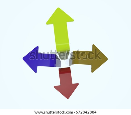 Multiple Arrows Pointing Isolated Over White Stock Illustration ...