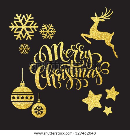 Christmas gold glitter elements. Vector illustration EPS 10