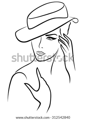 Beautiful Woman Wearing Vintage Hat Black Stock Vector 134714867 ...