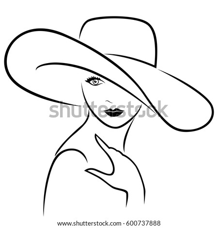 Silhouette Beautiful Woman Elegant Hat Vector Stock Vector 112215449 ...