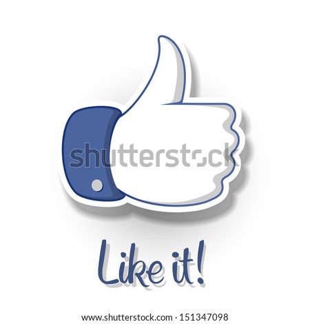 Like/Thumbs Up symbol icon on white background, vector illustration. - stock vector