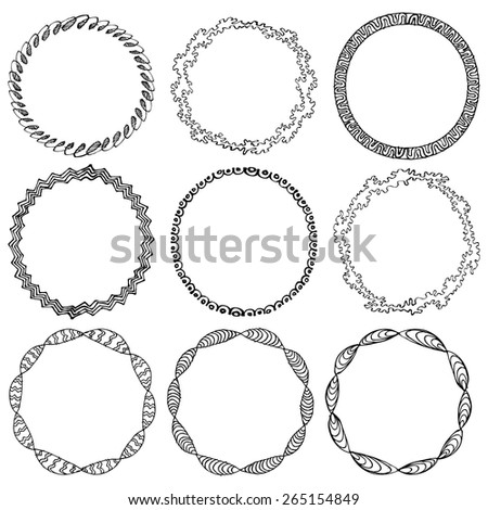 Download Set Doodle Circle Frames Victorian Ornaments Stock Vector ...