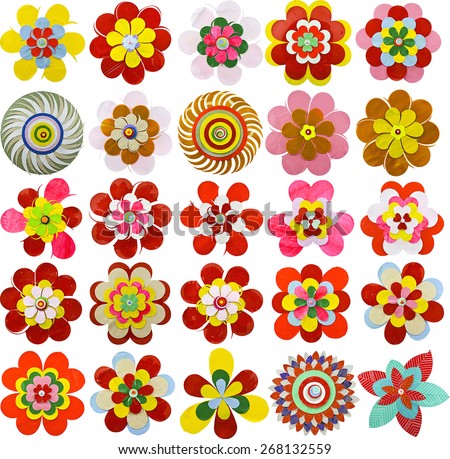 Set Flat Flower Icons Made Paper Stock Vector 268132559 - Shutterstock