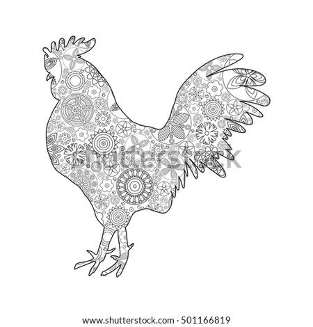 Rooster Or Cock Chicken Farm Bird For Adult Coloring Page Adults Anti Stress