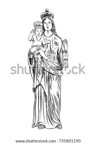 Virgin Mary Saint Mary Mother God Stock Vector 735801190 - Shutterstock