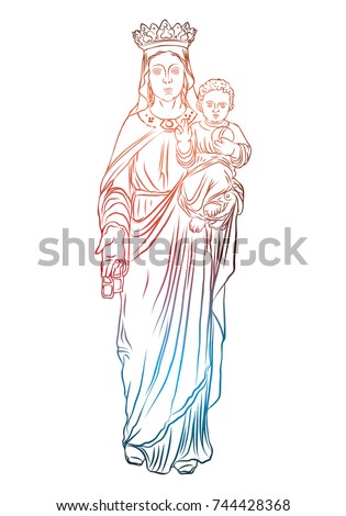 Drawing Virgin Mary Stock Vector 90437752 - Shutterstock