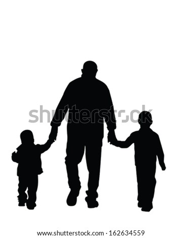 Download Vector Silhouette Dad His Boys Holding Stock Vector ...