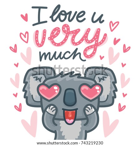 Koala Bear Character Love Lettering Calligraphy Stock Vector 743219275 ...