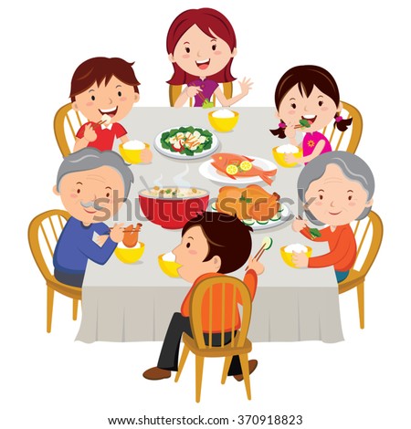 Chinese New Year Dinner Isolated Family Stock Vector 370918823 ...