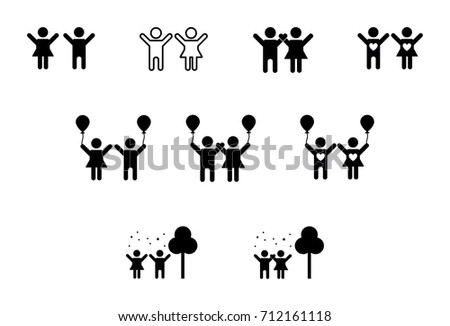 Kids Boy Girl Icon Stock Vector 181867802 - Shutterstock