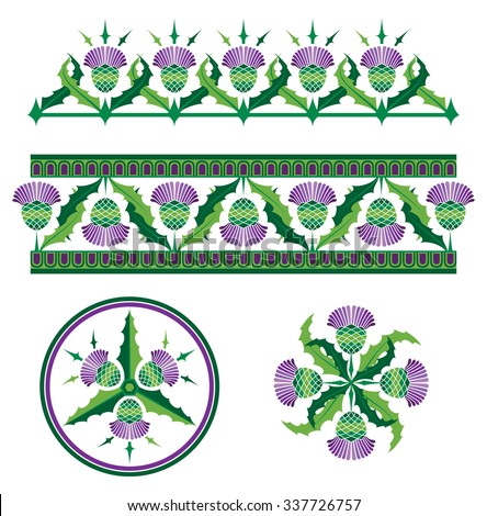thistle scottish borders vector ornaments shutterstock flower vectors scotland leaves background royalty