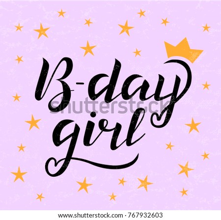 Download Hand Drawn Bday Girl Black Lettering Stock Vector ...