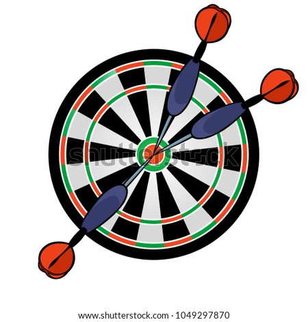 Cartoon Dartboard Darts Hitting Target On Stock Vector 1049297870 ...