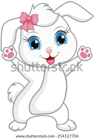 Cute Rabbit Spread Hands Pink Bow Stock Vector 254127706 - Shutterstock