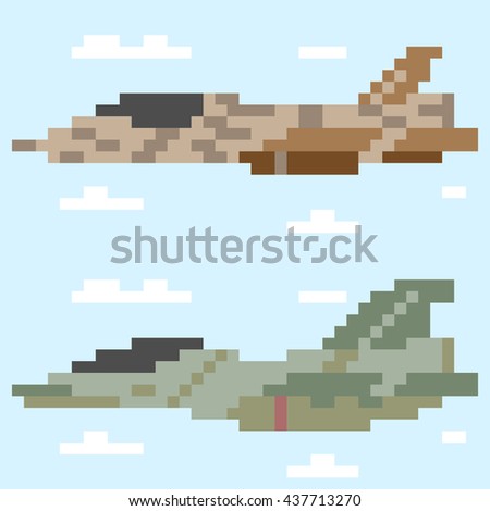 Pixel Art Jet Stock Illustration 437713276 - Shutterstock