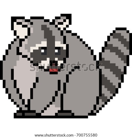 Vector Pixel Art Raccoon Isolated เวกเตอร์สต็อก (ปลอดค่าลิขสิทธิ์