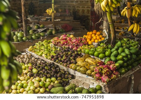 Tropical Fruits Outdoor Market Srilanka Stock Photo 107382656 