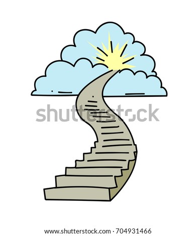 Stairway Heaven Cartoon Hand Drawn Image Stock Vector 704931466