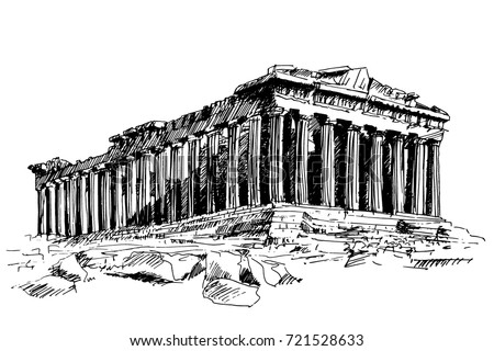 Handdrawn Drawing Famous Building Ancient Architecture Stock Vector ...