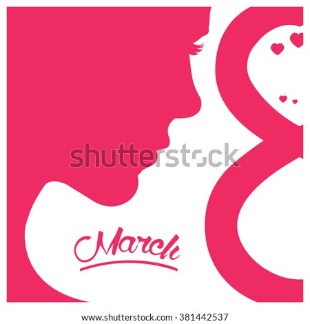 White background with a woman's silhouette and text for women's day