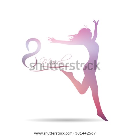 Isolated silhouette of a woman and text for women's day