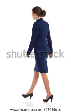 Young Woman Blue Suit Skirt Black Stock Photo 623035016 - Shutterstock
