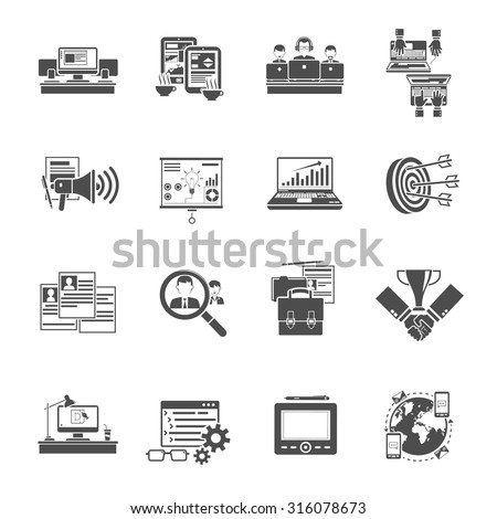 freelance concept creative jobs online via staff recruiting agency black icons set collection abstract isolated vector - Collection Agent Jobs freelance concept creative jobs online via staff recruiting agency black icons set collection abstract isolated vector - Collection Agent Jobs