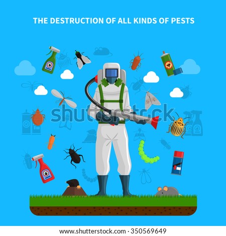 Pest Control Concept Insects Exterminator Silhouette Vectores En Stock