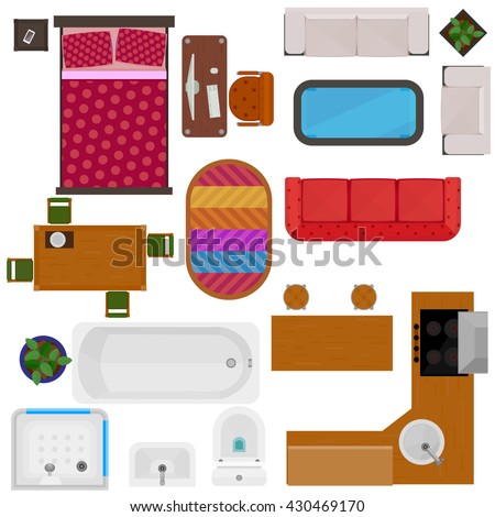 Sofa Top View Stock Images Royalty Free Vectors Top View Of Home Furniture Decorative Icons With Bed Sofa Chair Desk Table Kitchen Set Bath