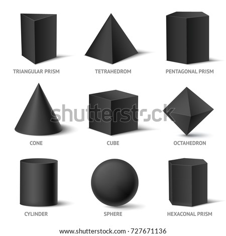 Realistic Geometric Shapes Black Set Isolated Stock Vector 727671136 ...