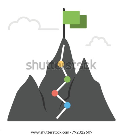 Download Flag On Mountain Peak Dotted Lined Stock Vector 792022609 ...