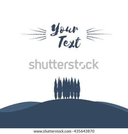 stock vector italian tuscany landscape illustration with cypress trees on a hill and space for your text eps 435643870