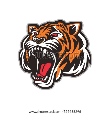 Download Tiger Roaring Layered Vector Illustration เวกเตอร์สต็อก ...