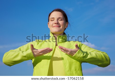 Doing Breathing Exercises Outdoors Breathing Exercise Stock Images Royalty Free Images